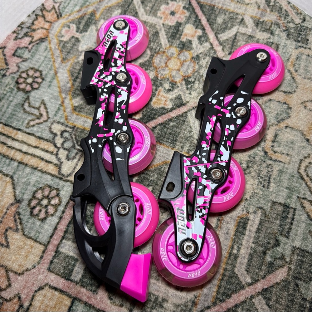 Pink Inline Skate Frames with Magenta Wheels